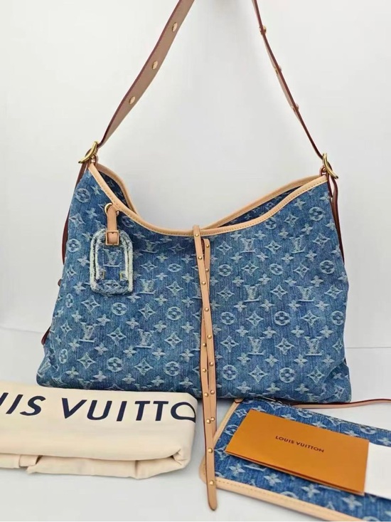 Louis Vuitton Handbags - Louis Vuitton Denim Monogram Shoulder Bag with Natural Trim